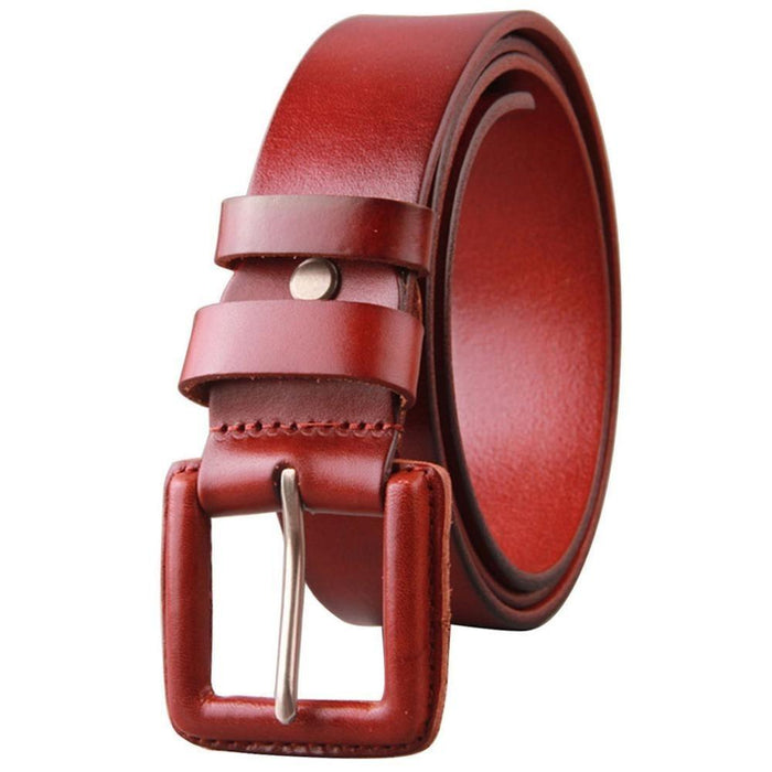 Casual Style Men's Solid Anti-Allergy Cowskin Leather Needle Buckle Belt  -  GeraldBlack.com
