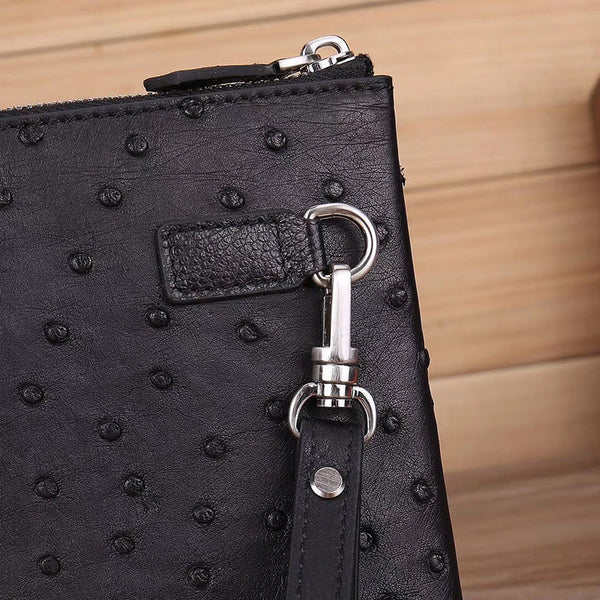 Men's Fashion Luxury Genuine Ostrich Leather Thin Envelope Handbag  -  GeraldBlack.com
