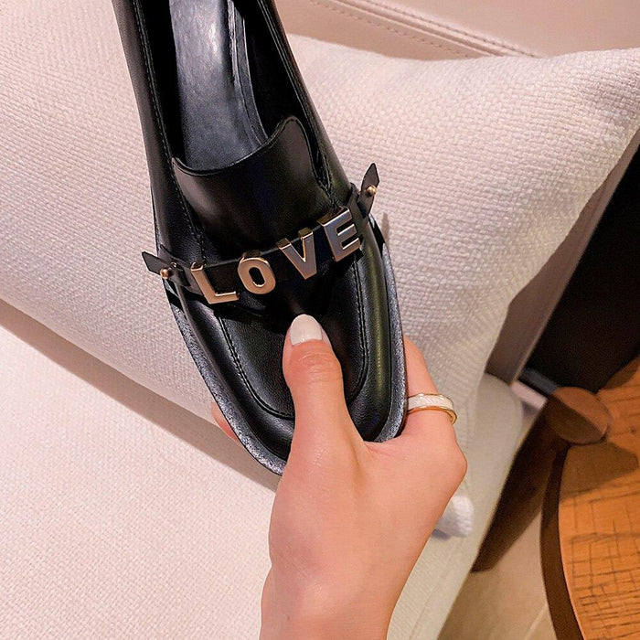 Spring Office Casual Fashion Women's Genuine Leather Thick Sole Loafers - SolaceConnect.com