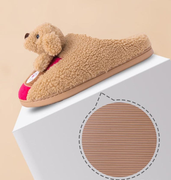 Winter Cotton Slippers Women Men Thick Soft Bottom Non-Slip Plush Slippers Warmth Cartoon Couple - SolaceConnect.com