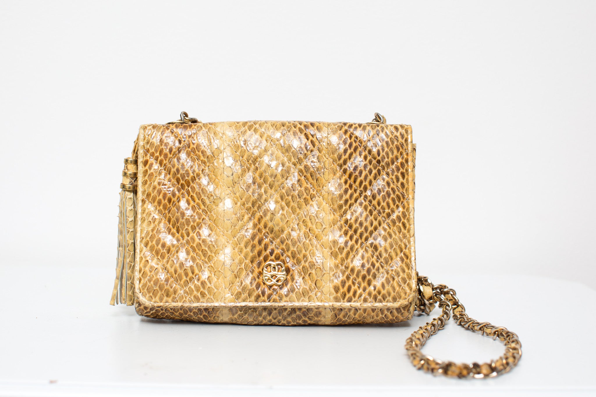 yellow snakeskin purse