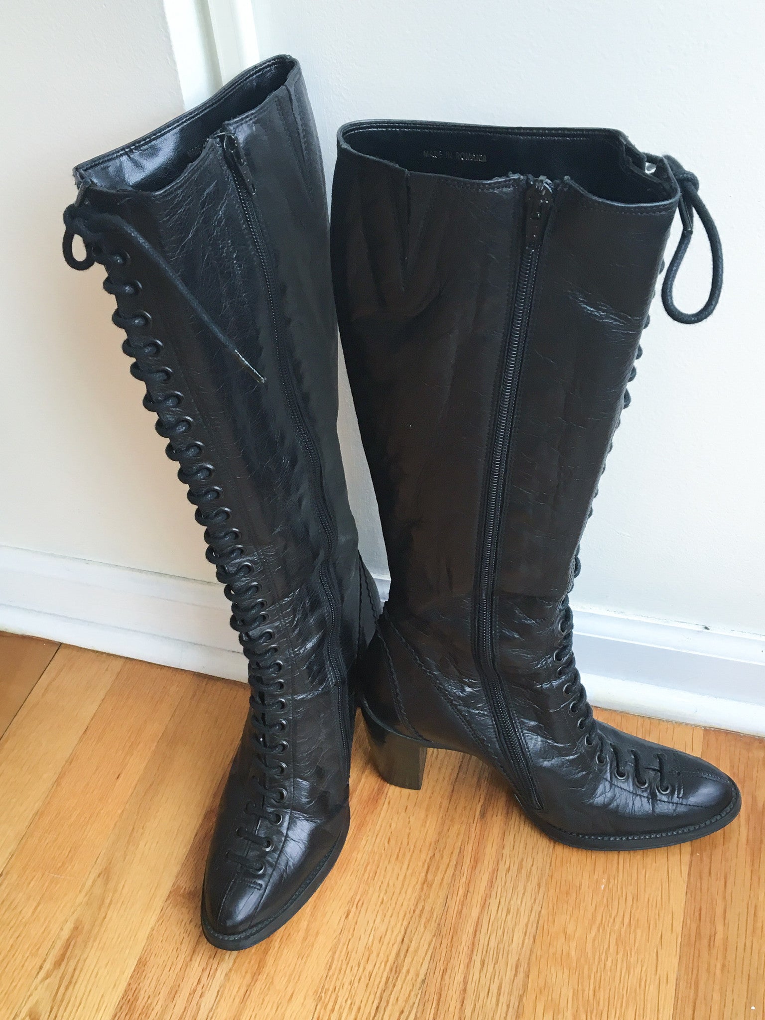 leather granny boots