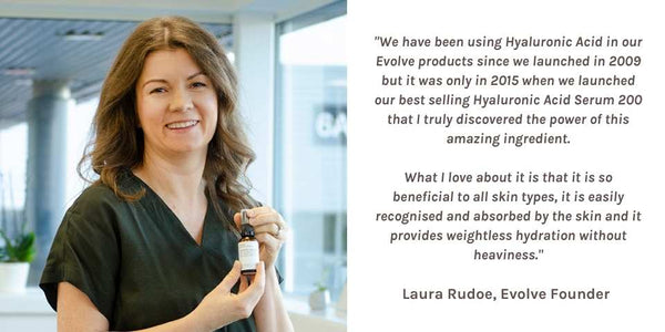 Evolve Beauty Founder Laura Rudoe, with Hyaluronic Serum