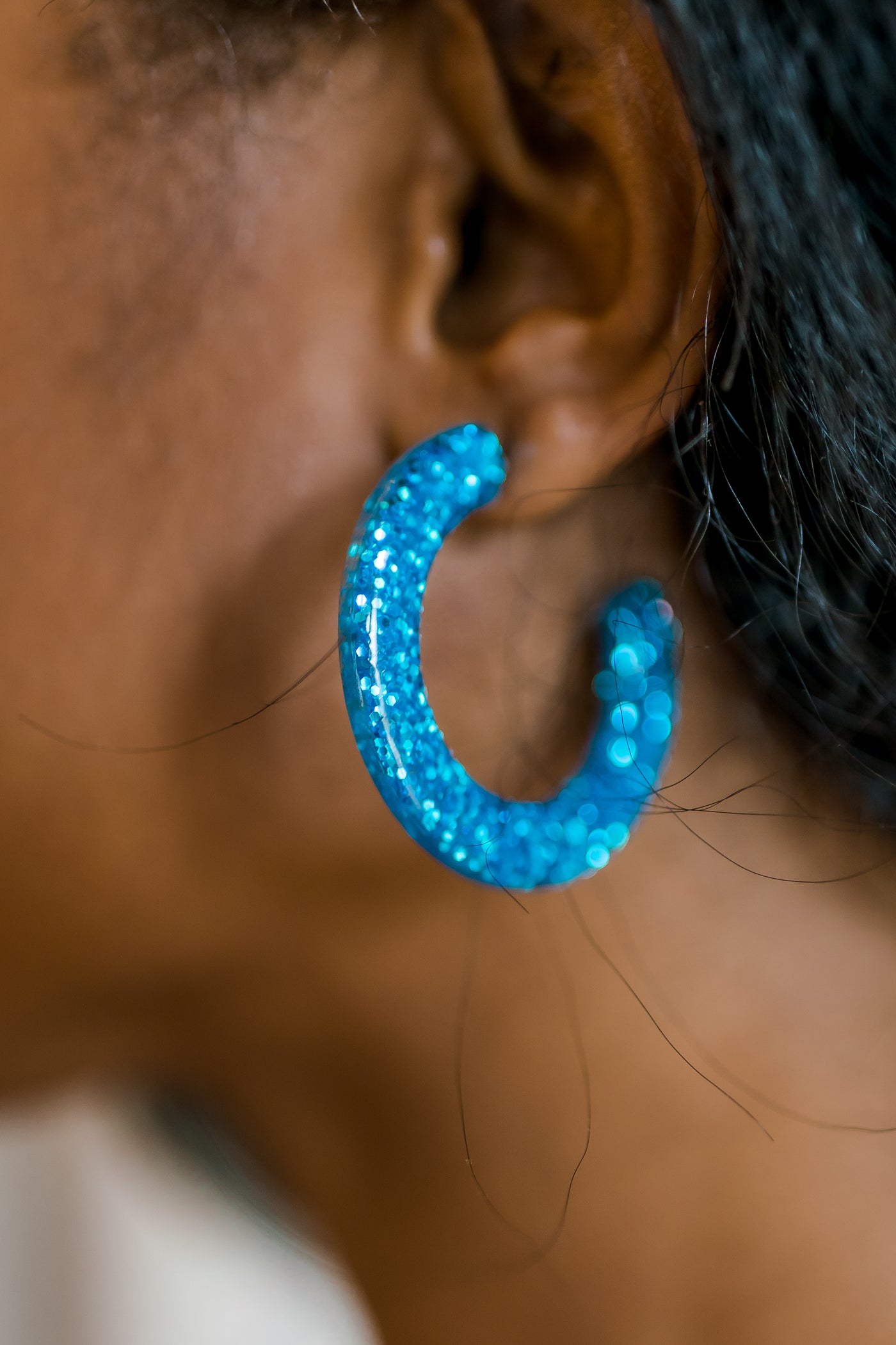 Glitter Resin Half Hoop Earrings