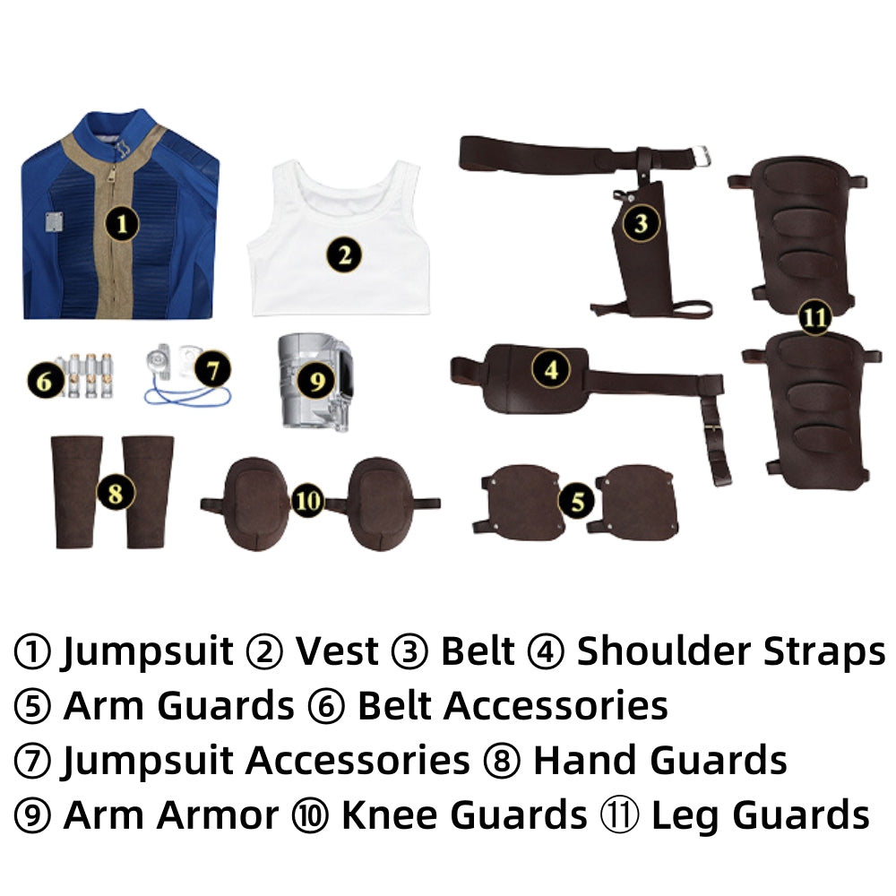 Xcoser Fallout Lucy Cosplay Costume Jumpsuit Bodysuit Belt Accessories Full Set