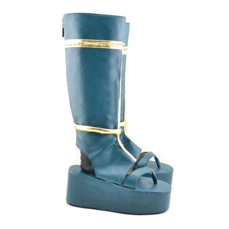 blue knee high boots uk