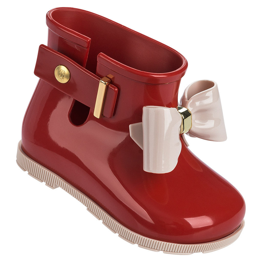 red rain boots with bow