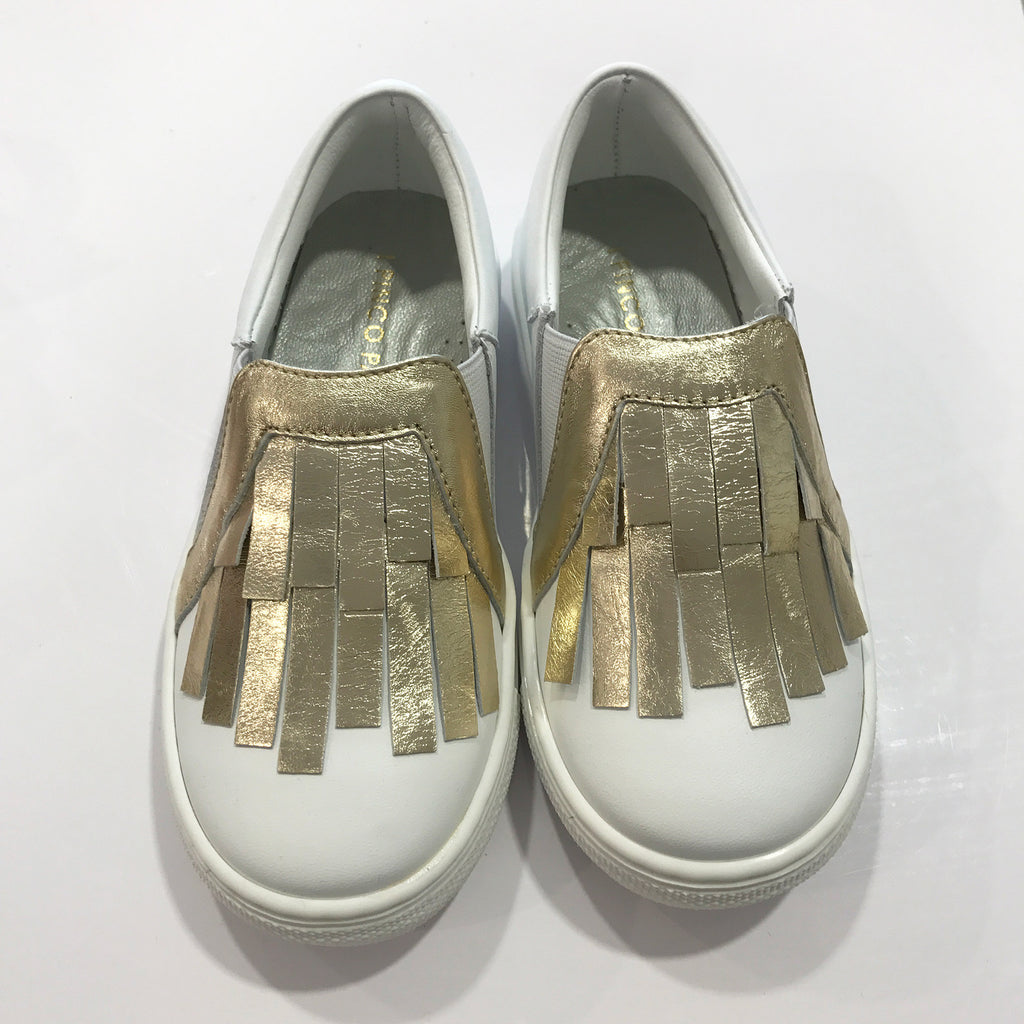 girls gold slip on shoes