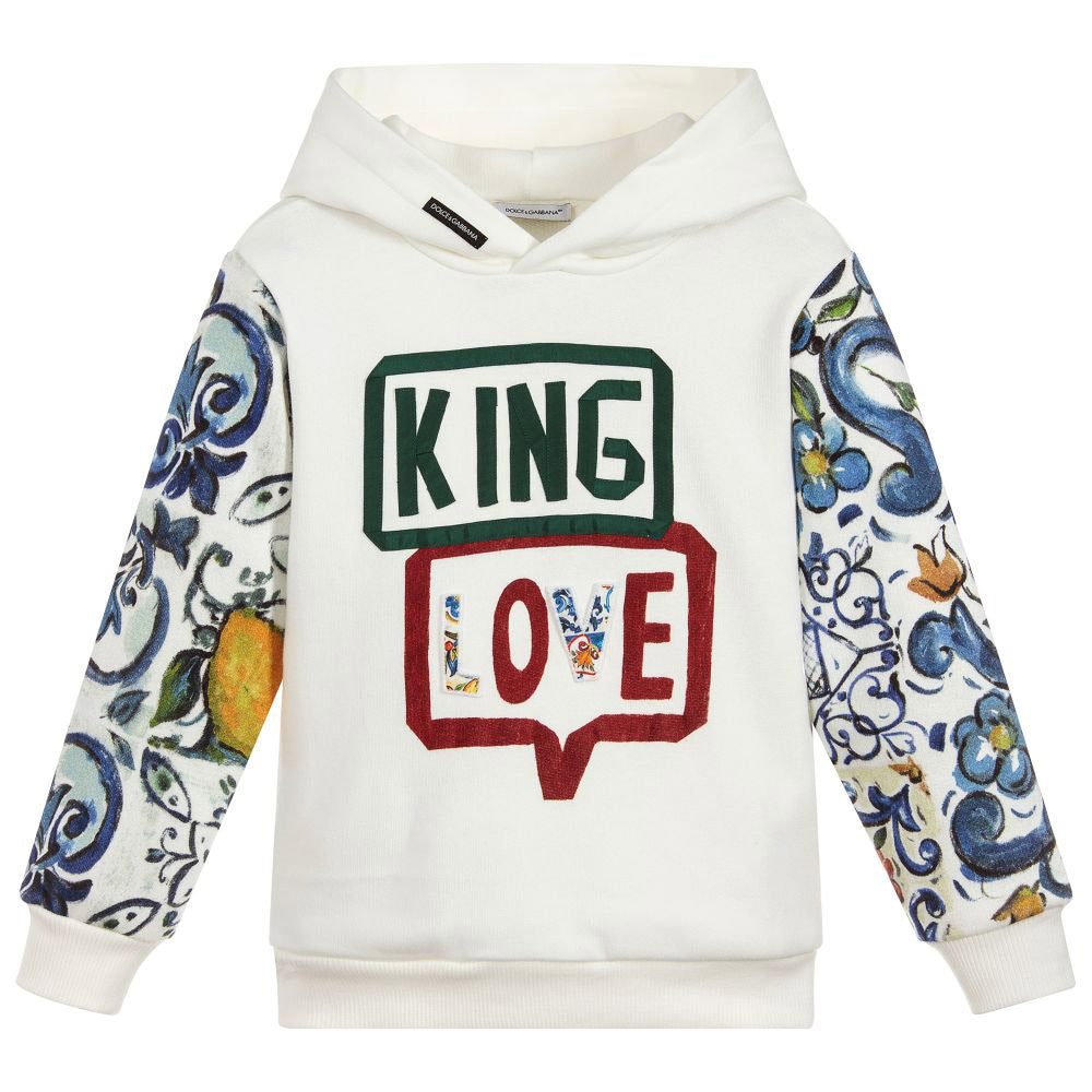 kids white hooded sweatshirt