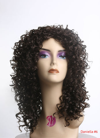 medium brown curly wig
