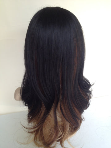 Wig Mid Length Ombre Black Brown T 1b 4 6