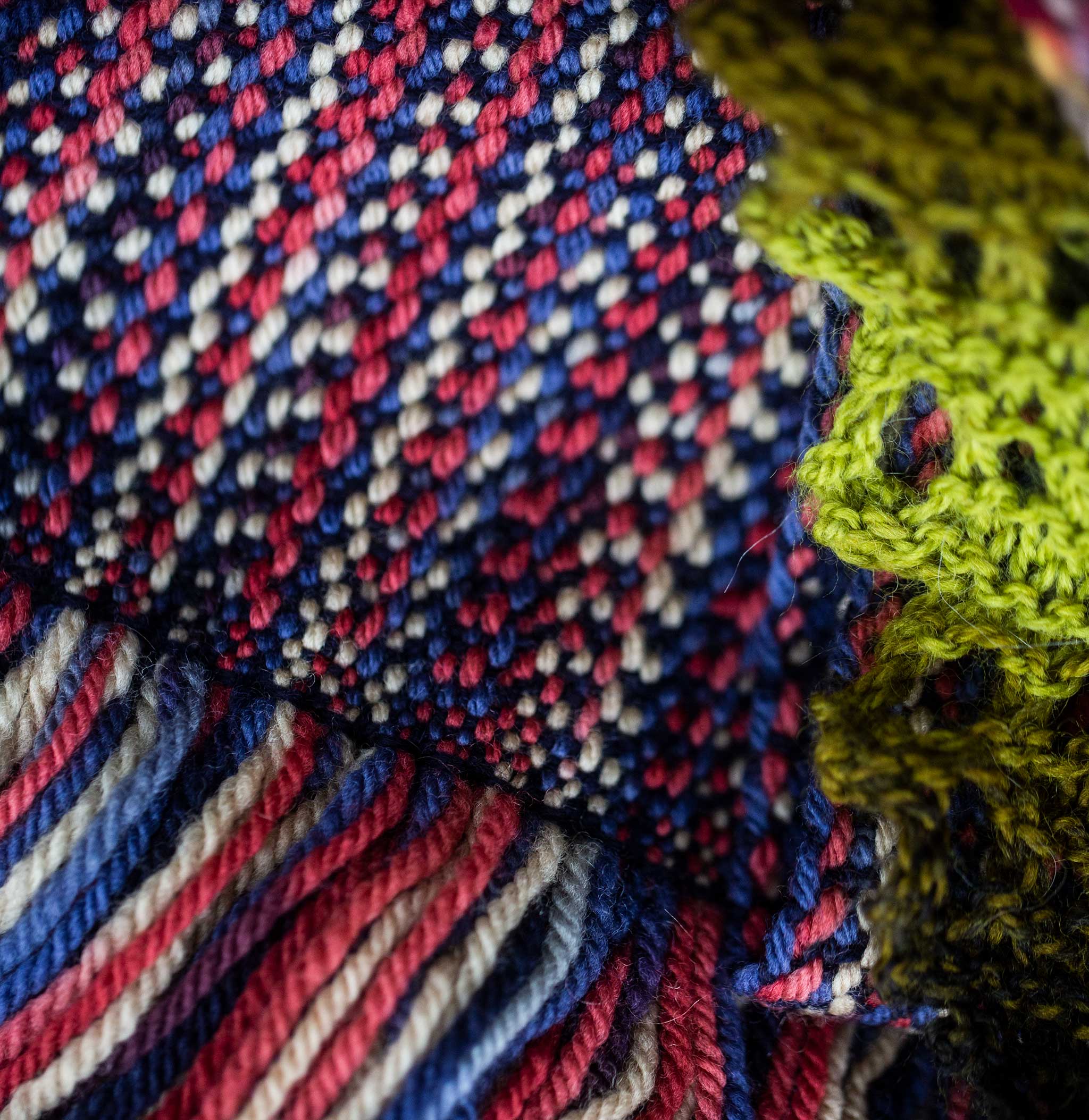 Close-up of beautiful woven and knitted crafted items.