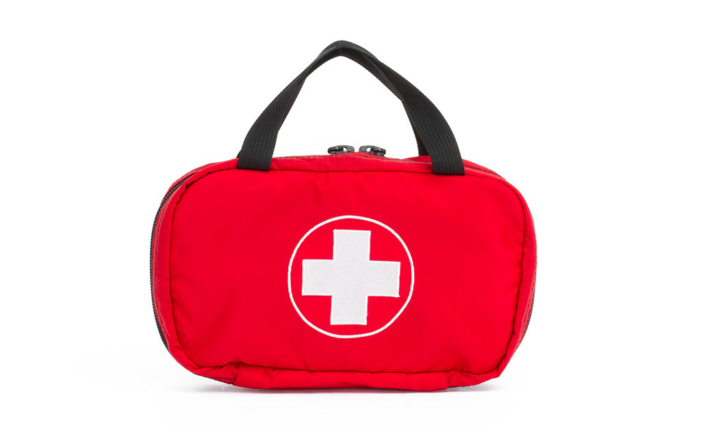 red first aid bag