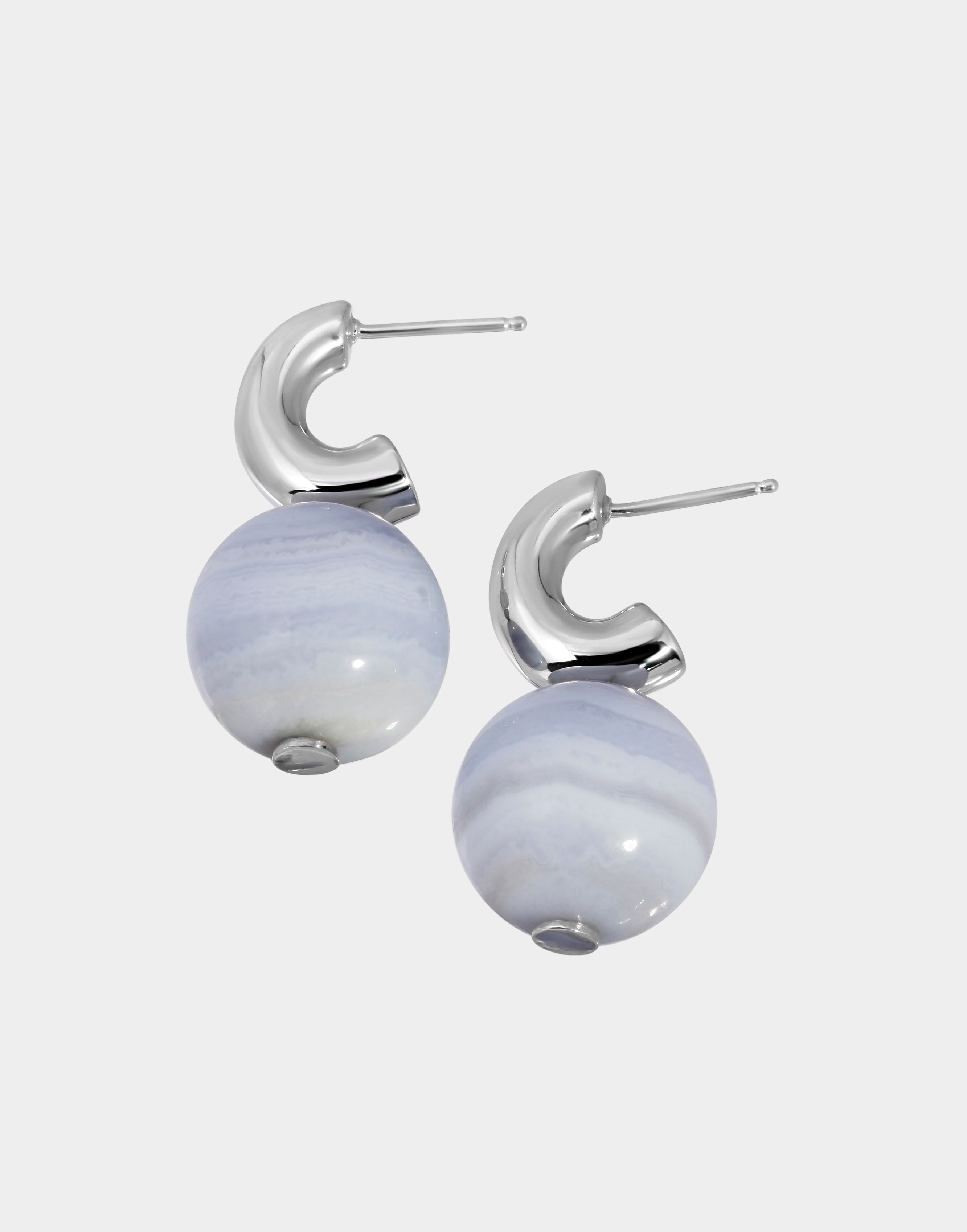 Petite C- Curve Hoop Earrings | Blue Lace Agate