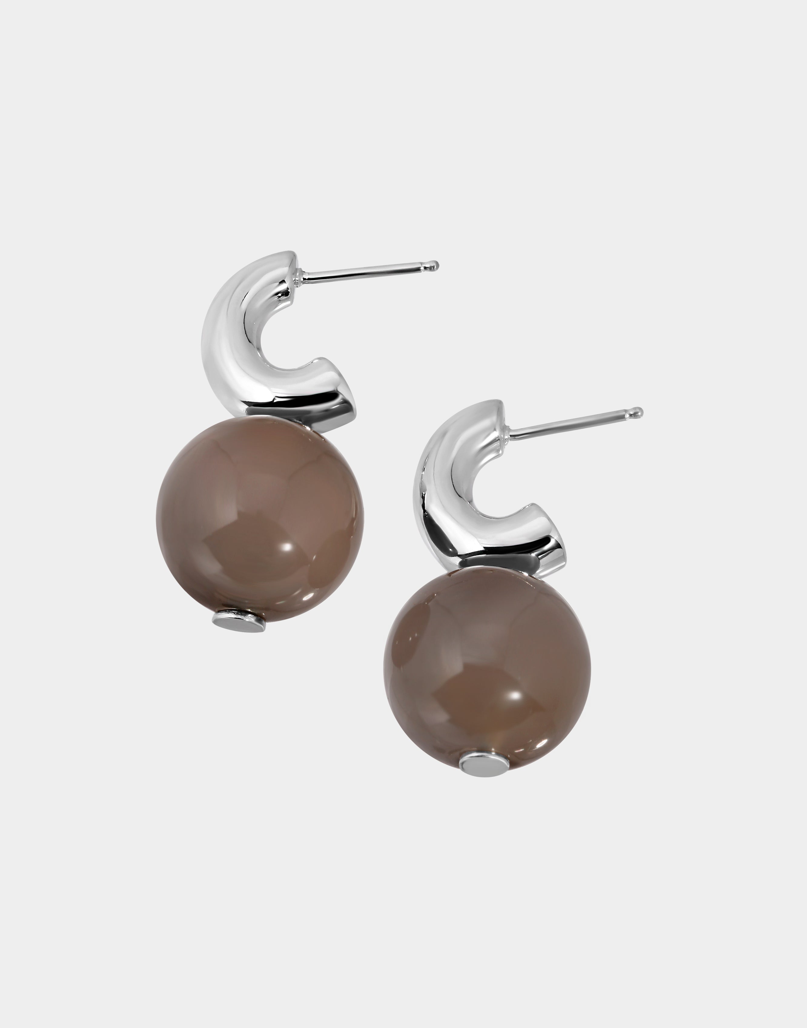 Petite C- Curve Hoop Earrings | Grey Onyx