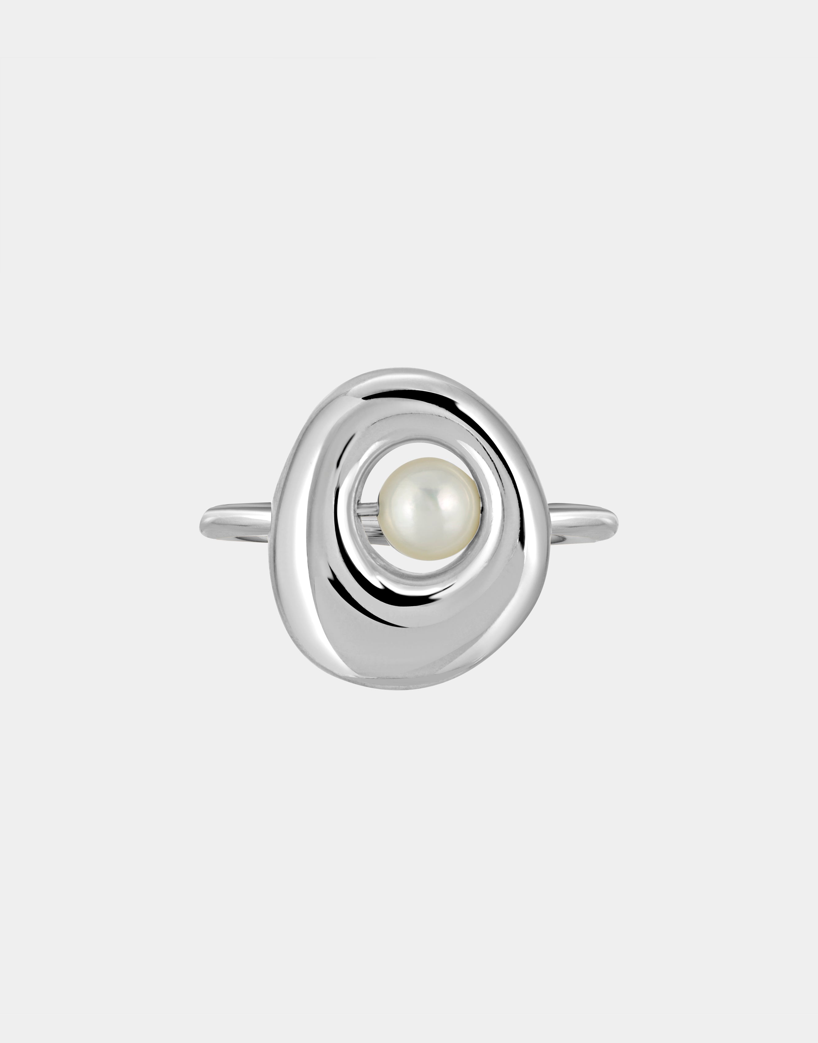 Floating Pearl Arp Ring | Sterling Silver