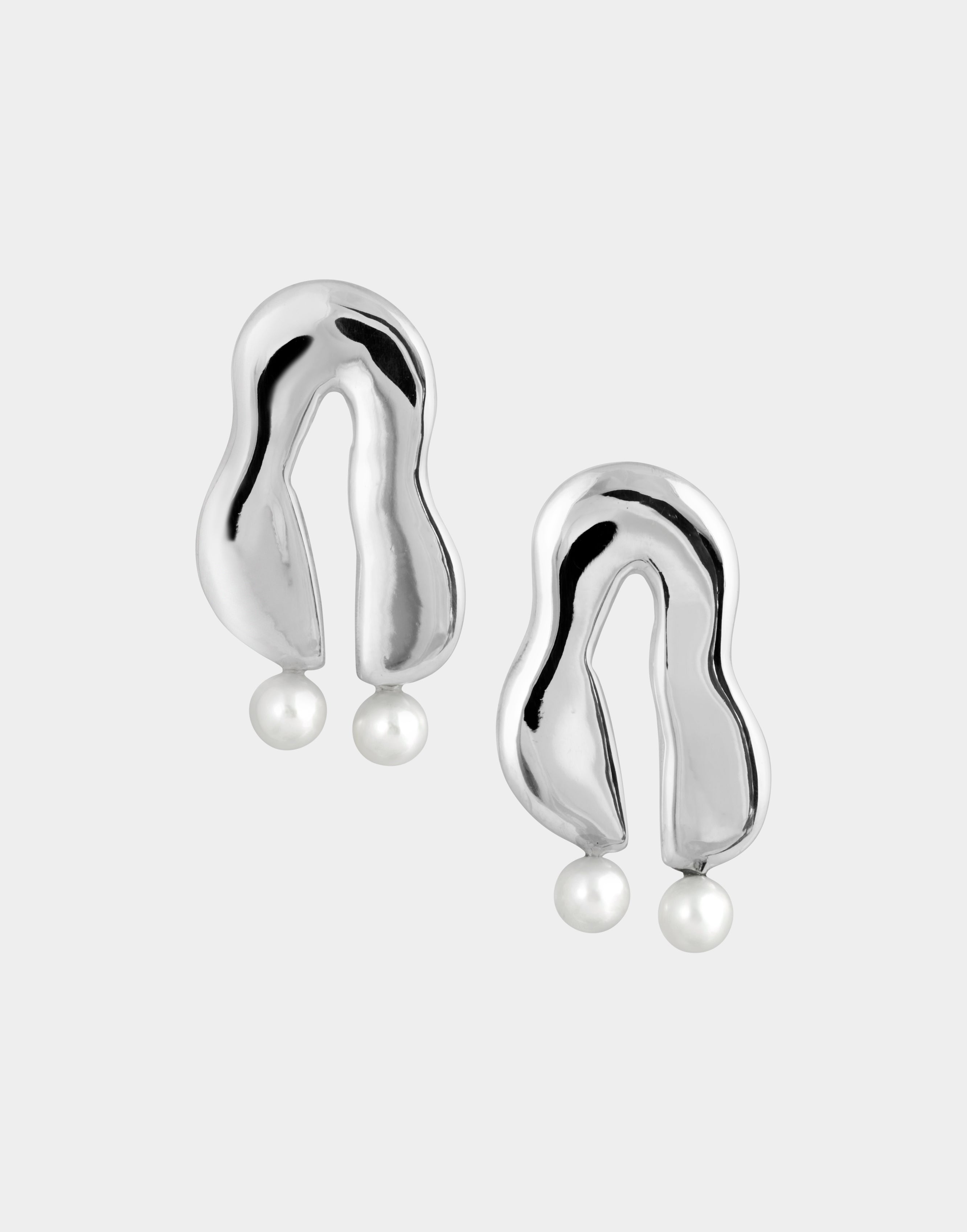 Wiggle Pearl Earrings | Sterling Silver