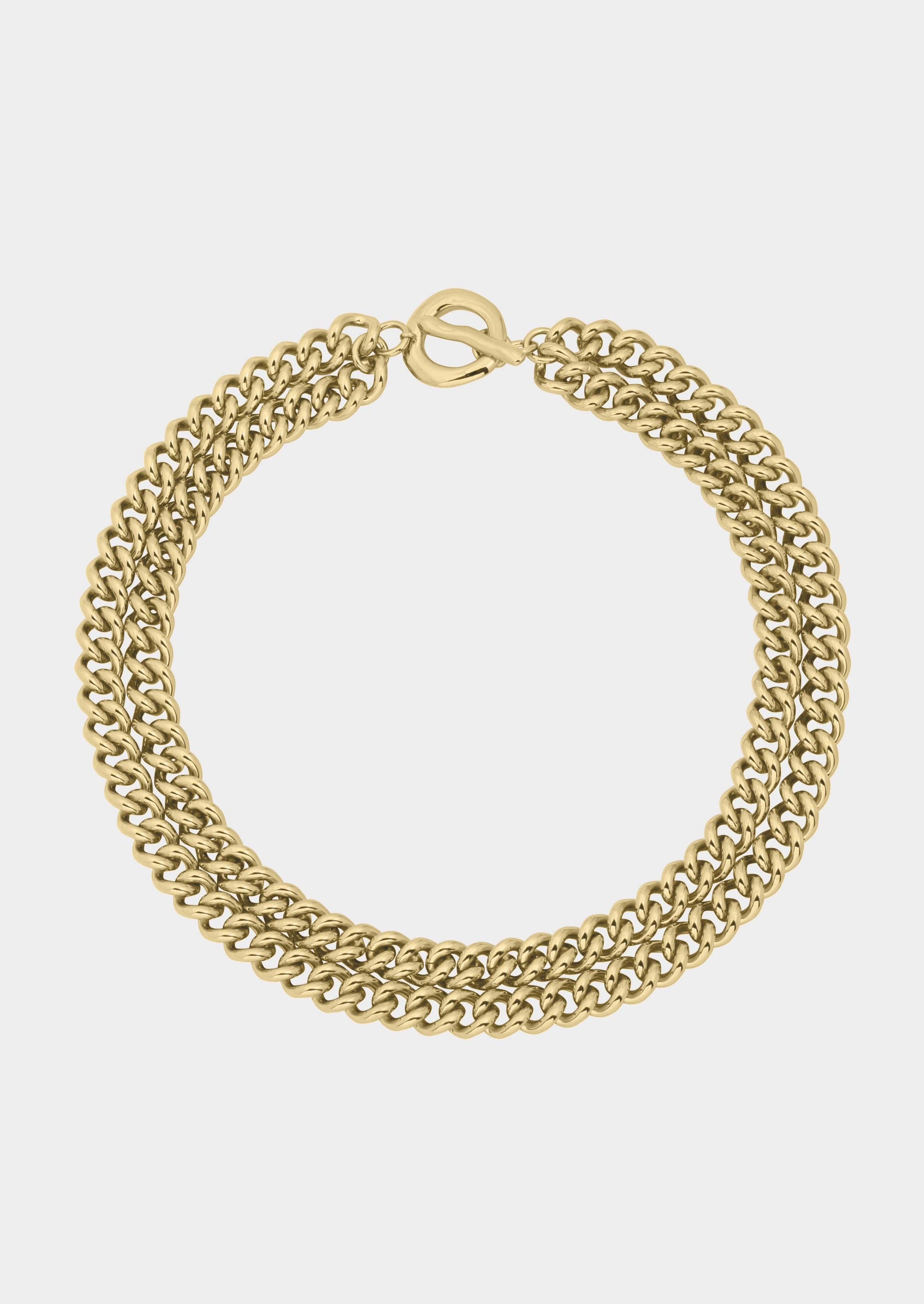 Double Curb Chain Necklace | Brass 14K