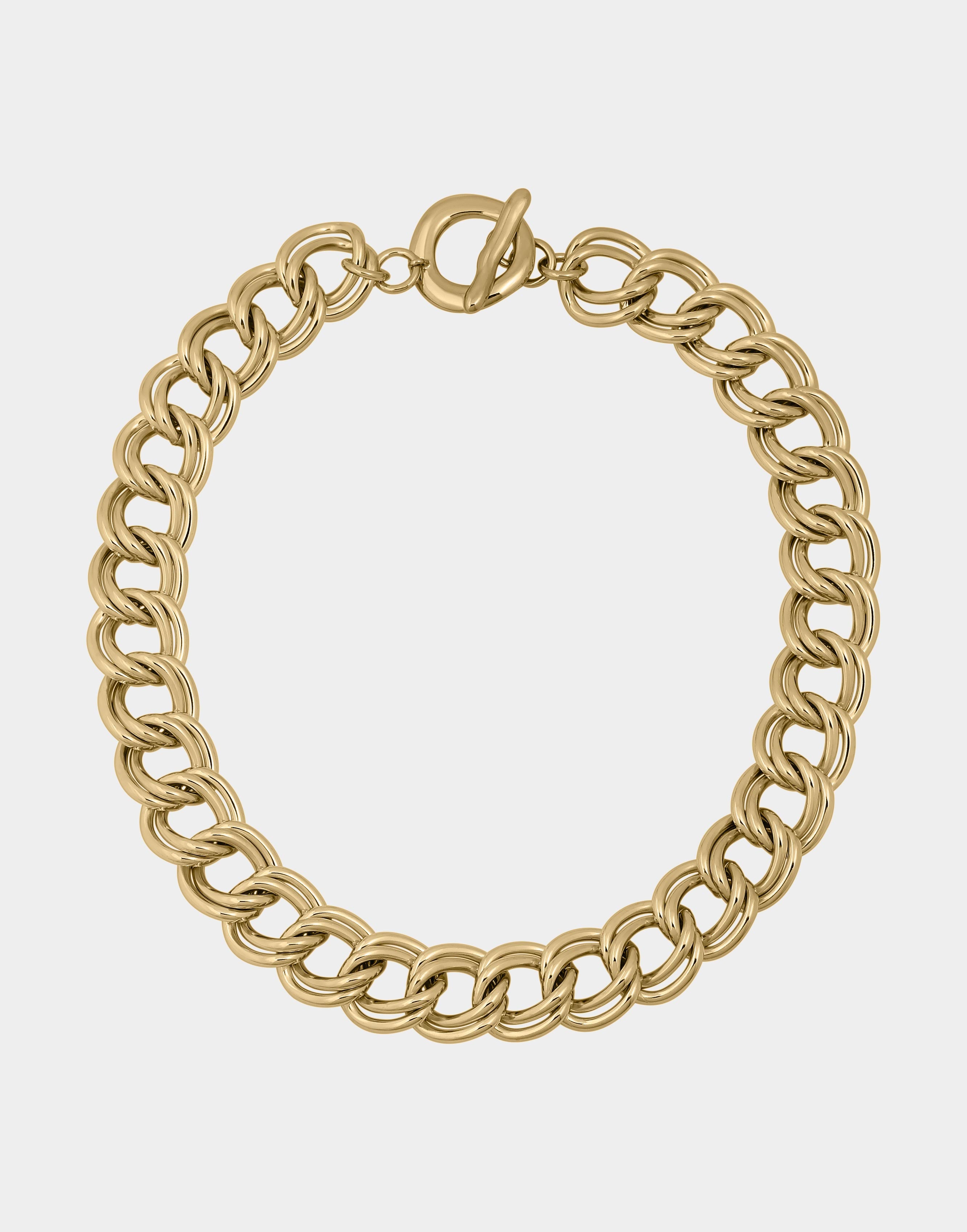Medium Parallel Chain Necklace | Brass 14K