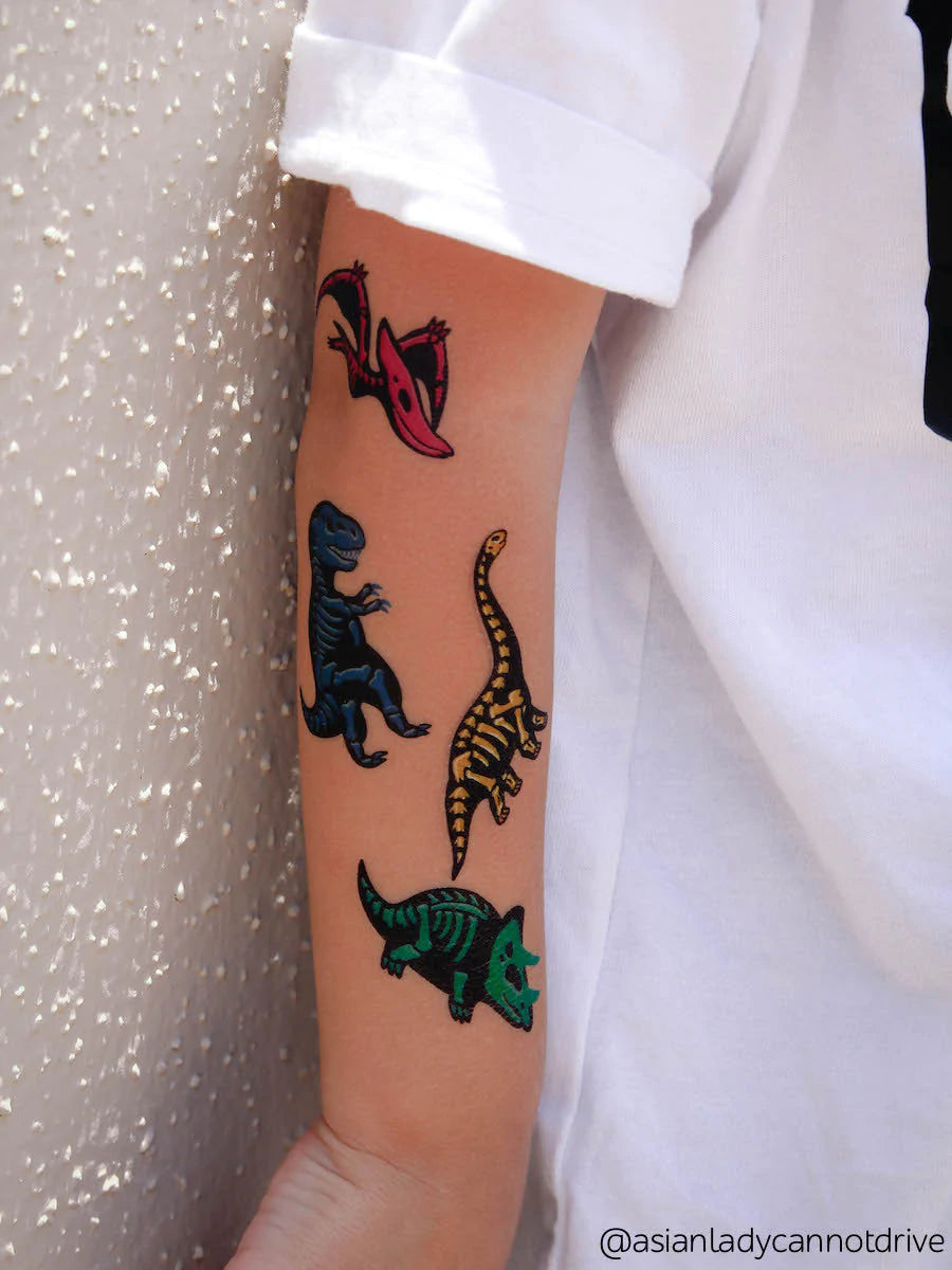 Color Dinosaur Tattoo On Full Sleeve