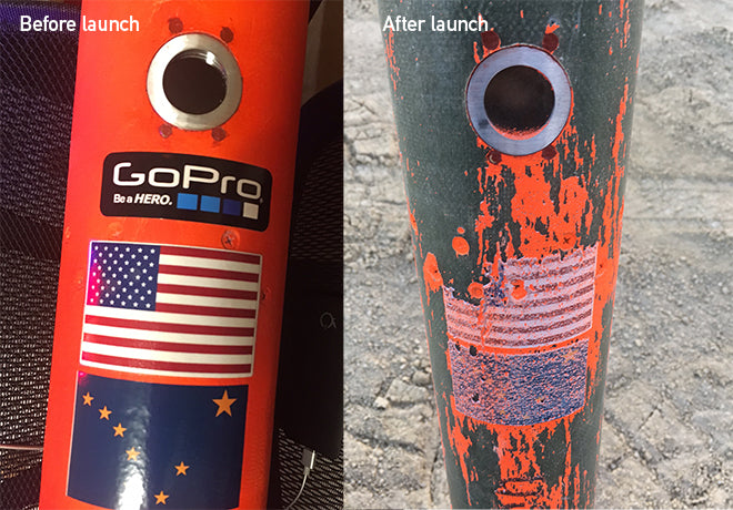 Rocket before launch and after