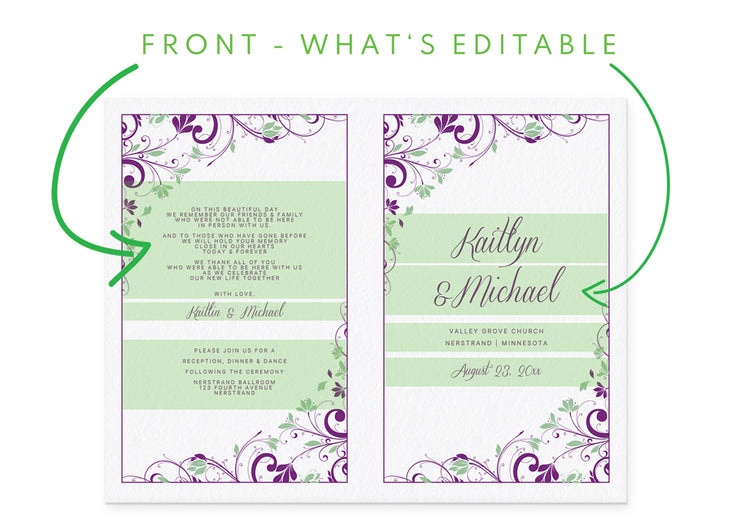 Diy Printable Wedding Program Template Chic Bouquet Booklet