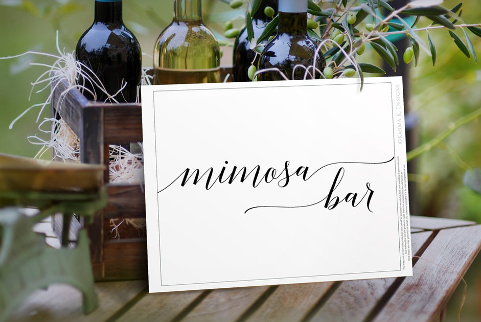 Mimosa Bar Wedding Sign PDF (8x10) Printable Romantic