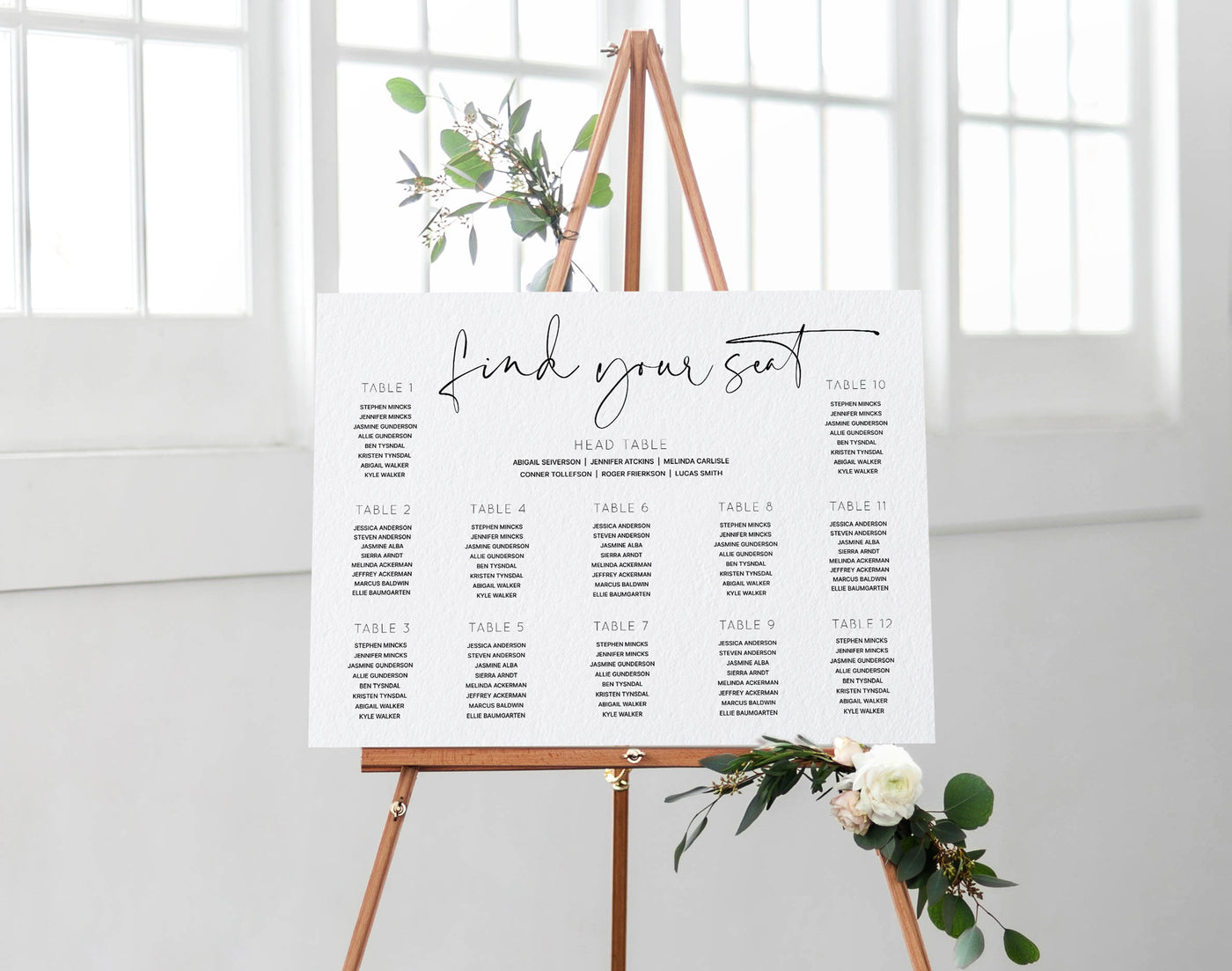 Wedding Seating Chart Poster Template | City Script Handwriting - 24x3 ...