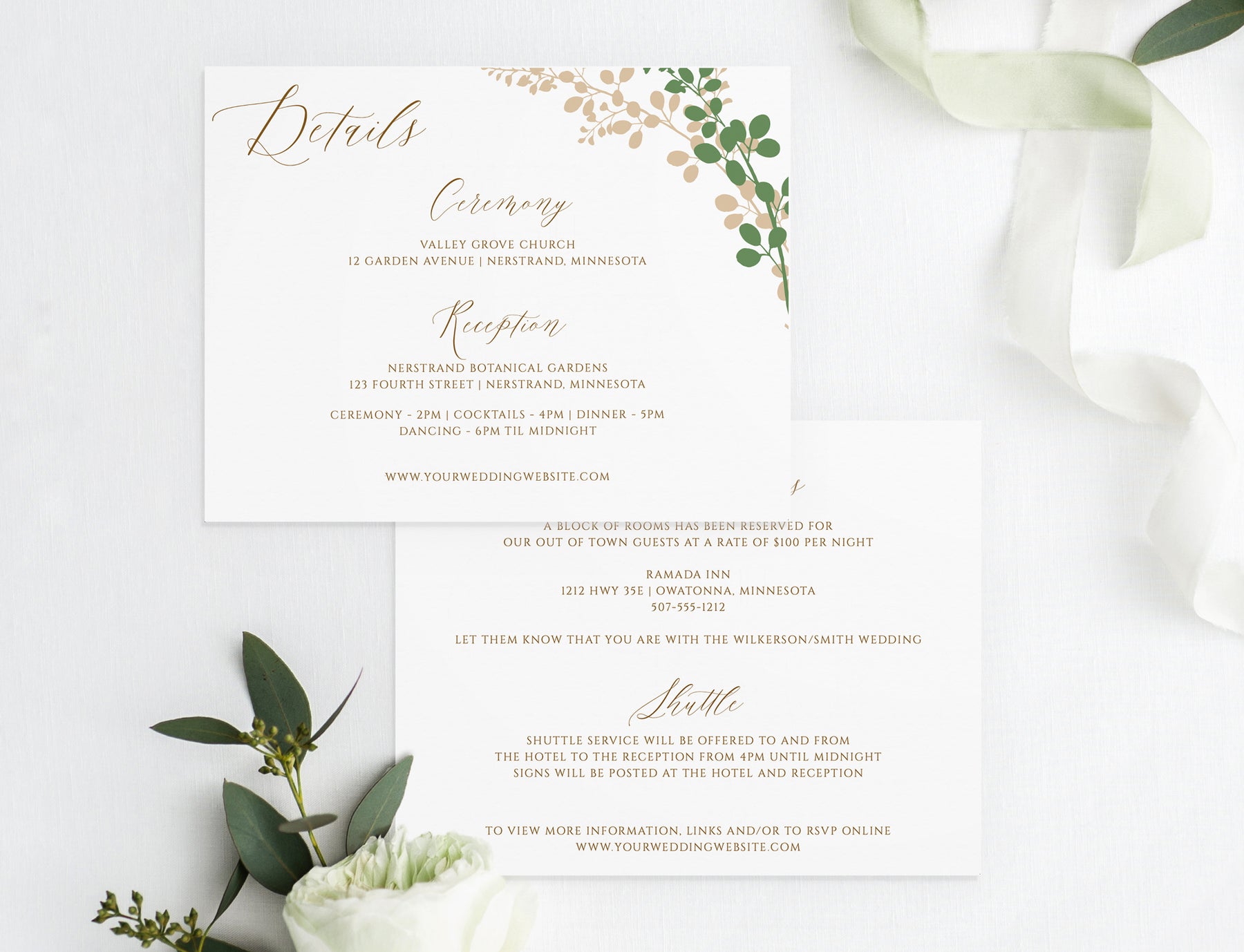 Wedding Details / Information Card Template  Exquisite Vines - 21.21 x 21.221   Templett