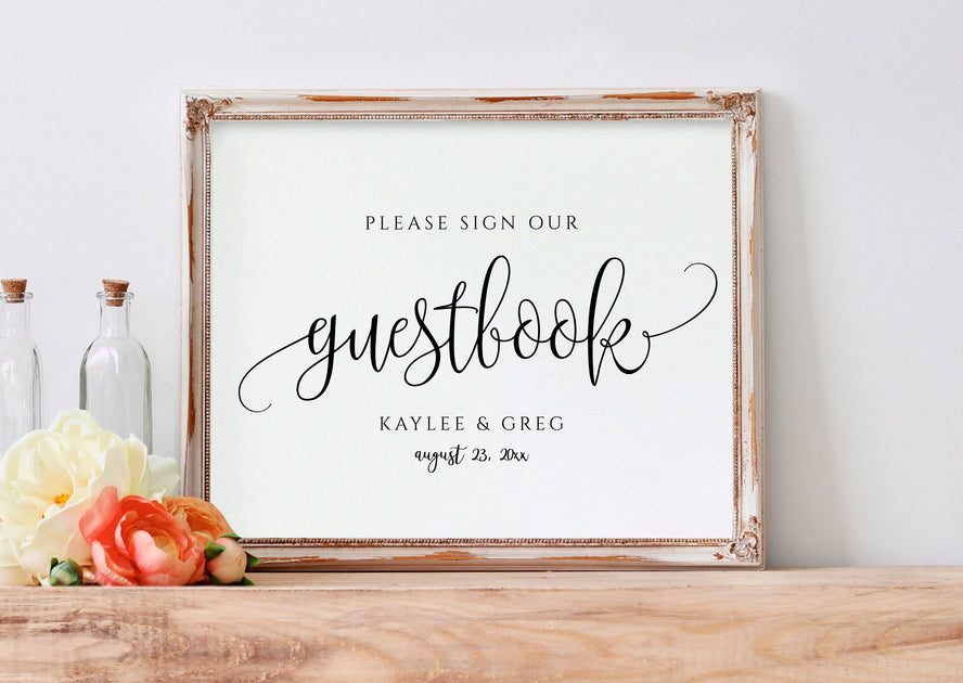 Printable Wedding Sign Guest Book (8x10) PDF Rustic Calligraphy (B