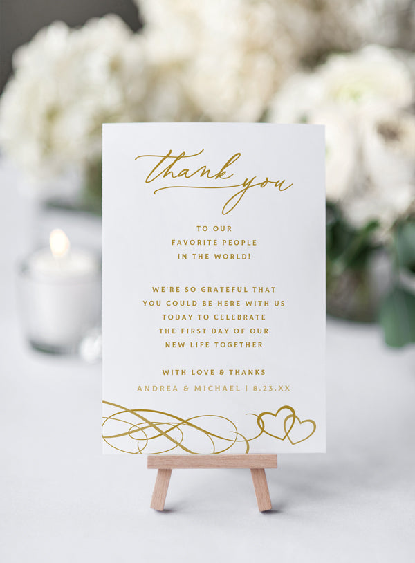 Wedding Thank You Table Card Template Flat 4 X 6 For Tables Belo Karma K Weddings