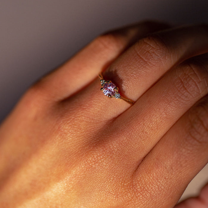 On-body shot of Love is All - 14k Polished Gold 0.5ct Pink Sapphire
