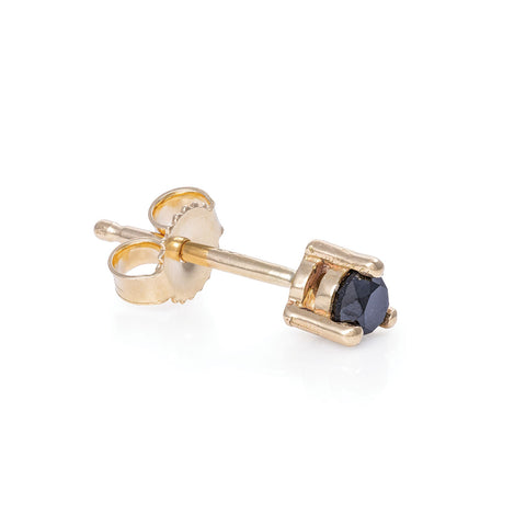 Solid Gold Hope And Magic Tiny Stud Earrings Black Diamond by Chupi