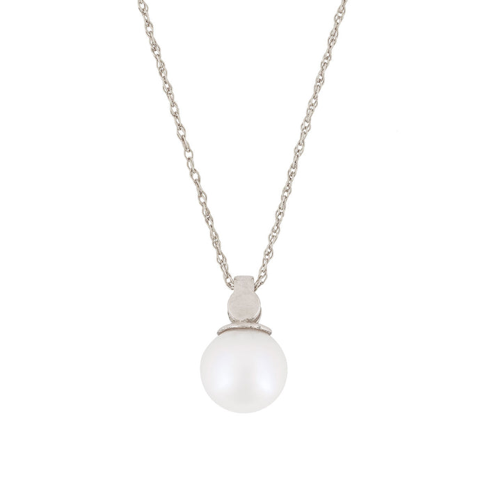 On-body shot of Forever Diamond & Pearl - 14k White Gold Necklace