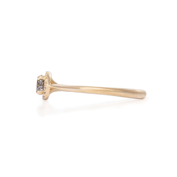 On-body shot of Queen of Hearts - 14k Polished Gold 0.5ct Grey Diamond ...