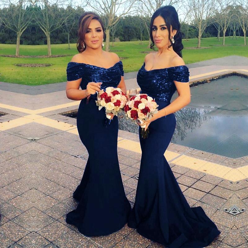 navy mermaid bridesmaid dresses