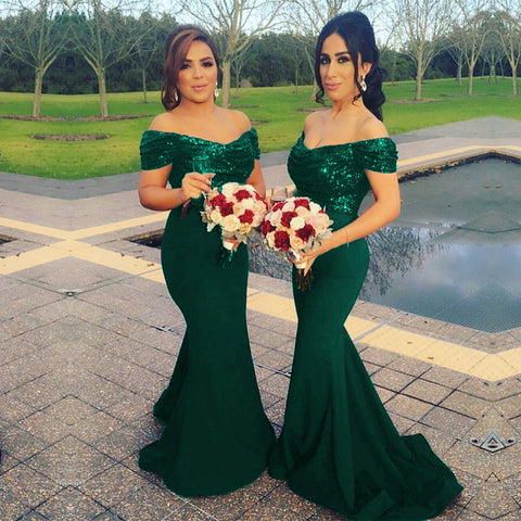 green sparkly bridesmaid dresses