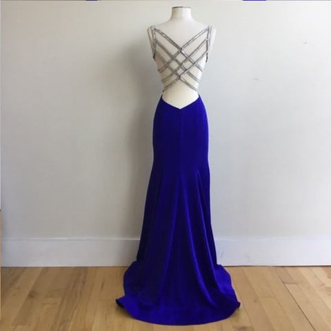 blue satin evening dress