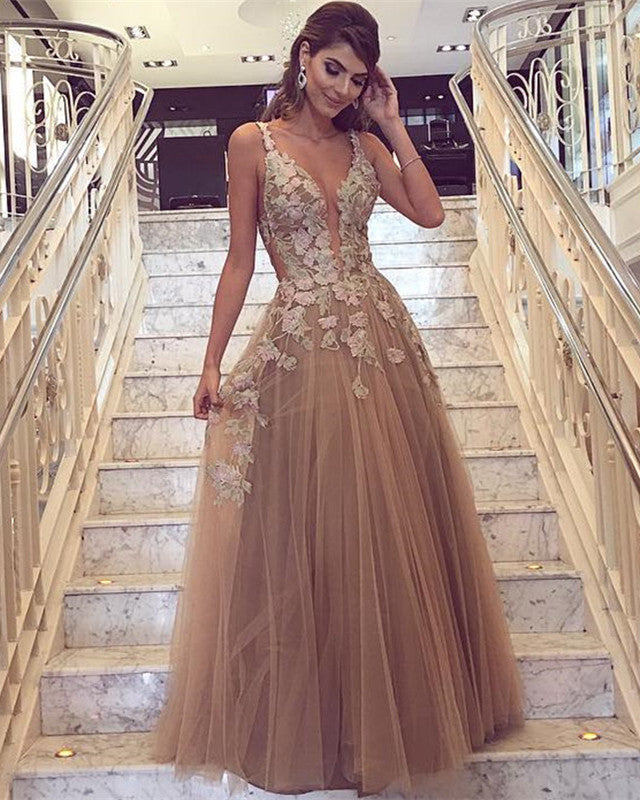 embroidered prom dress