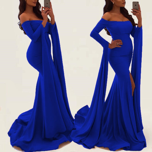 Sexy Off Shoulder Long Sleeves Mermaid Evening Gowns Alinanova 