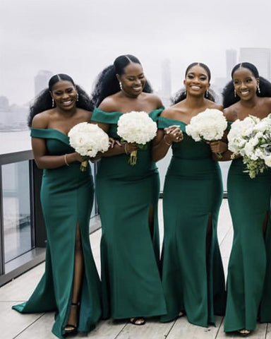 emerald green bridesmaid dresses long