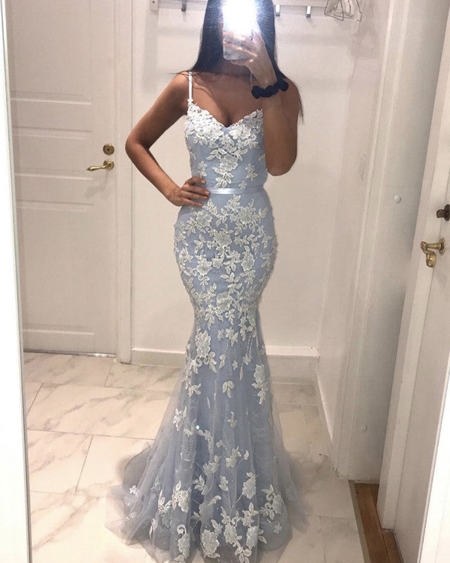 Mermaid Prom Dresses Lace Appliques V 
