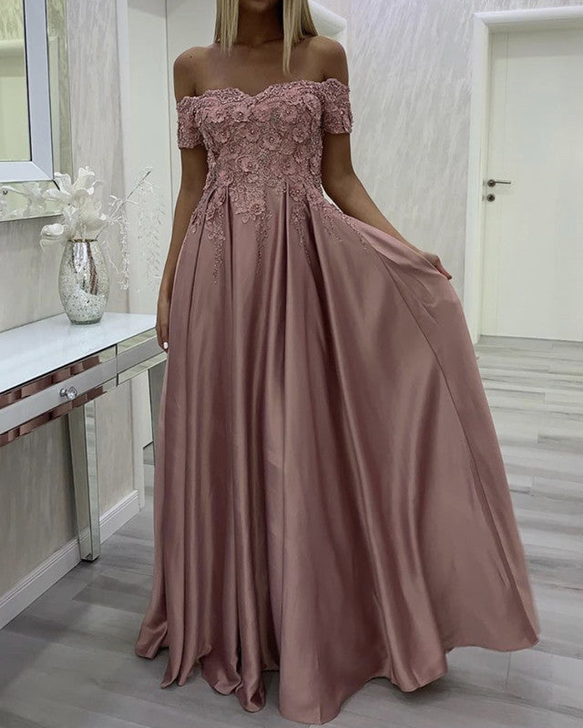 off shoulder dress long gown