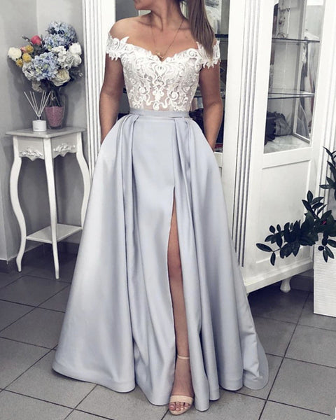 Long Prom Dresses Elegant Lace Off The Shoulder – alinanova