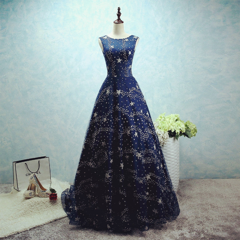 dark blue dress with stars