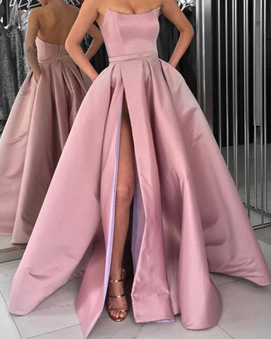 pink long party dress