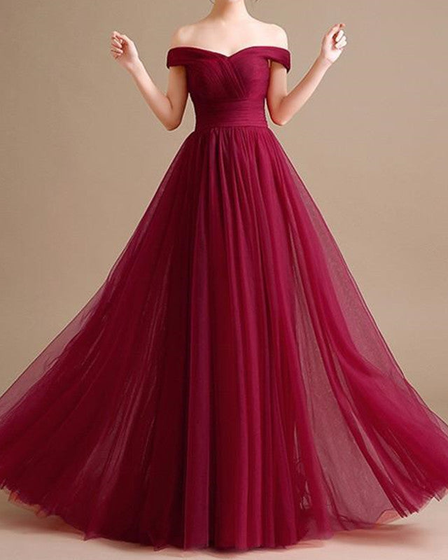 Sexy Long Tulle Bridesmaid Dresses Off The Shoulder – alinanova