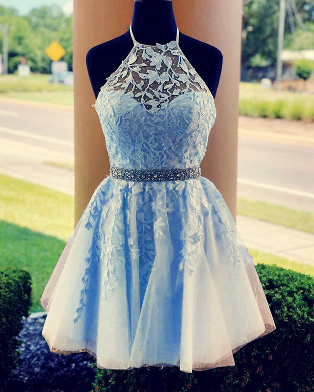 light blue grad dresses