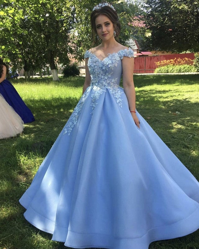 Princess Style Ball Gown Prom Quinceanera Dresses Lace Off Shoulder ...