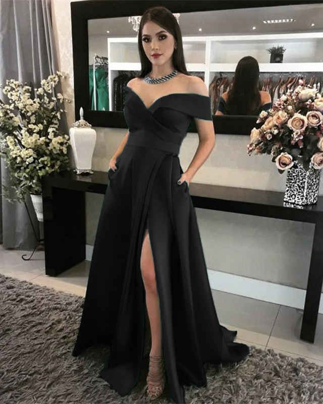 black formal dress with pockets